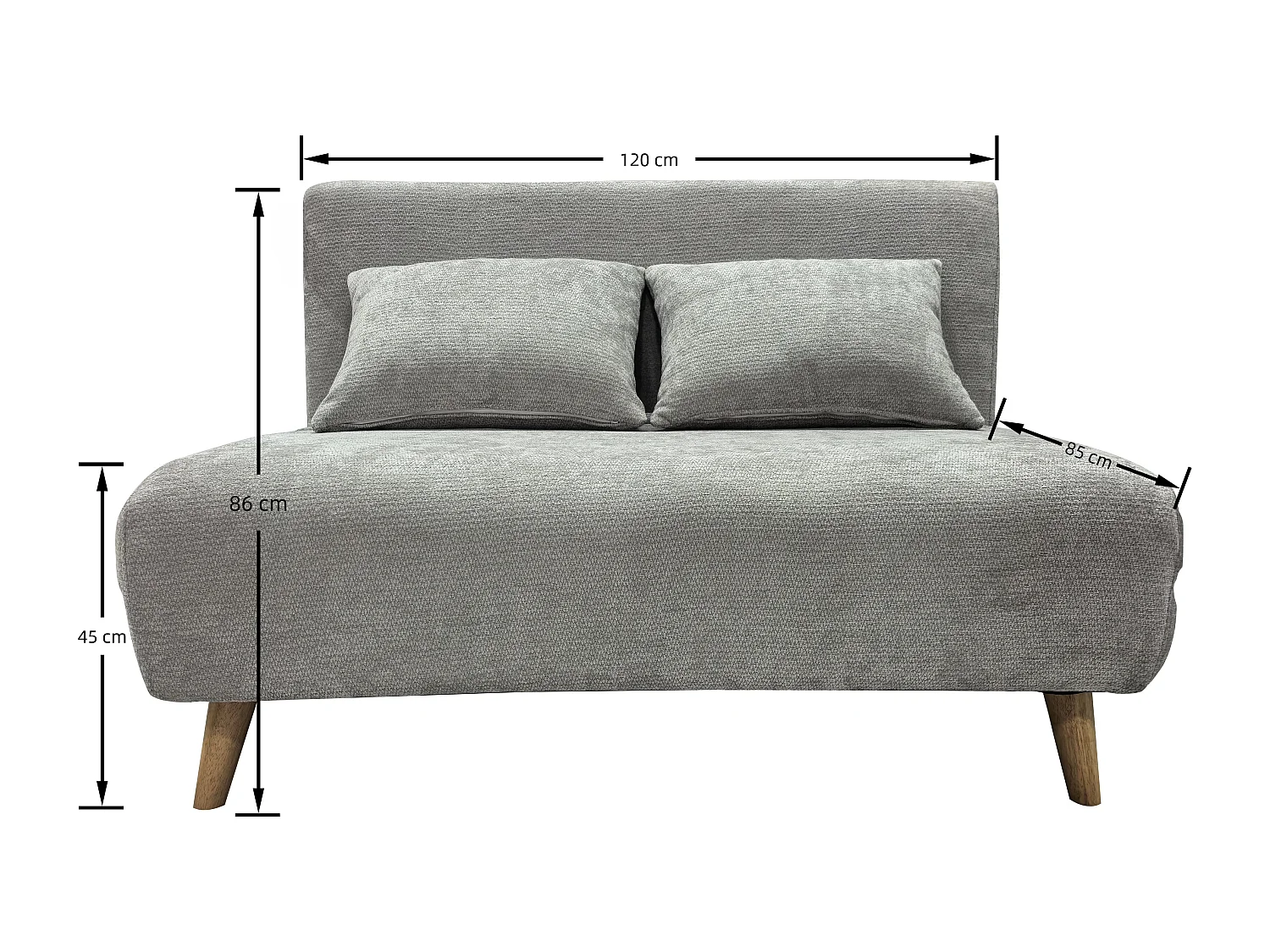 Joshua Duo Two Seat Sofa Bed - Grey