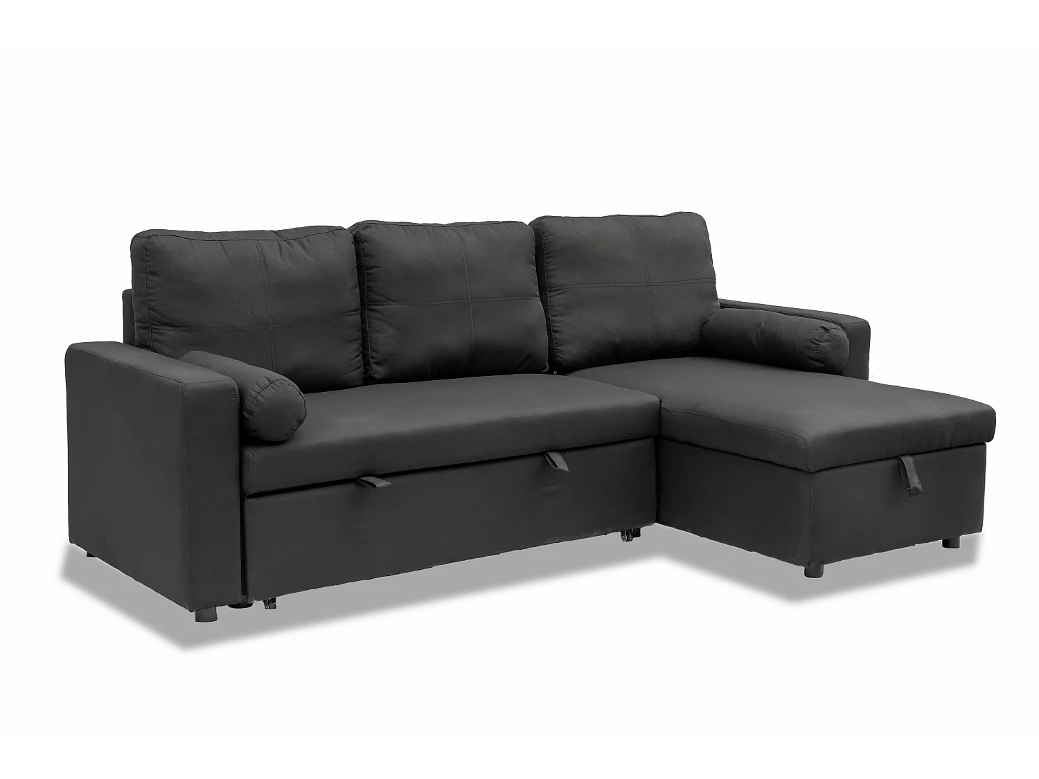 Manhattan 3 Seat Corner Sofa Bed Set - Left or Right - Black