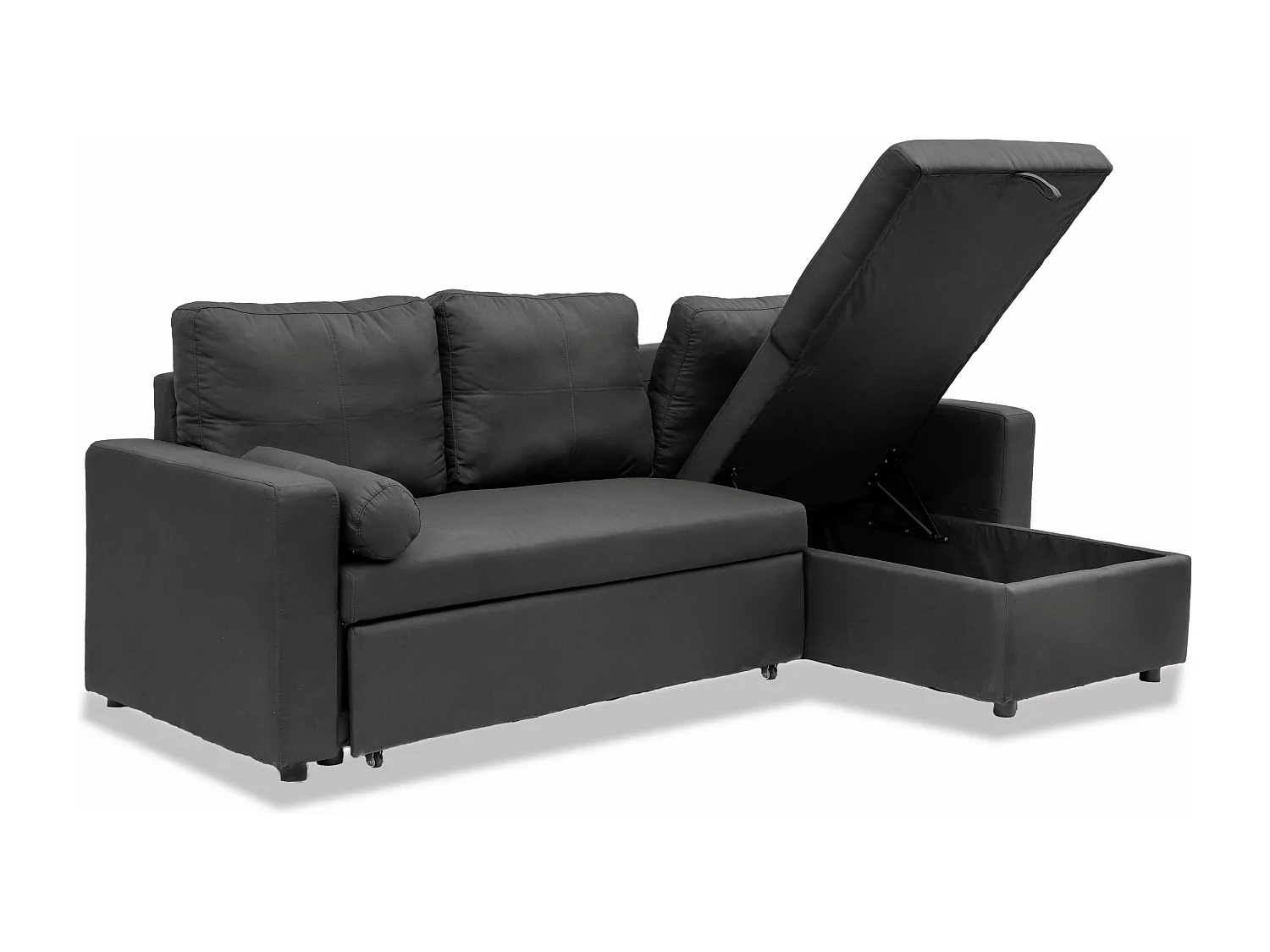 Manhattan 3 Seat Corner Sofa Bed Set - Left or Right - Black