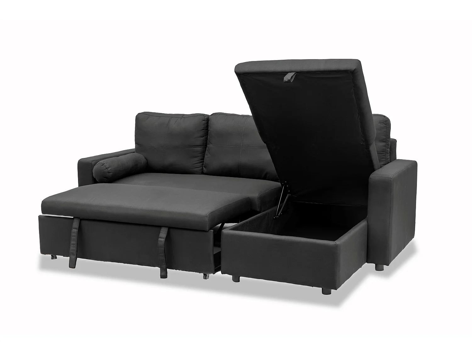 Manhattan 3 Seat Corner Sofa Bed Set - Left or Right - Black