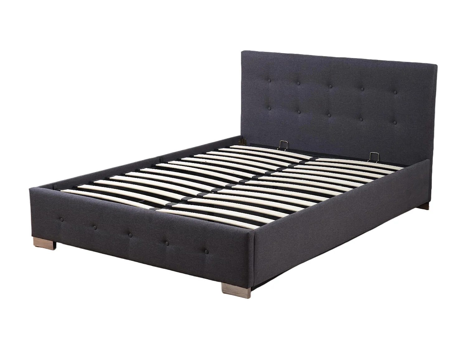 The Oslo Charcoal Linen Tufted Ottoman Bed Frame - Double