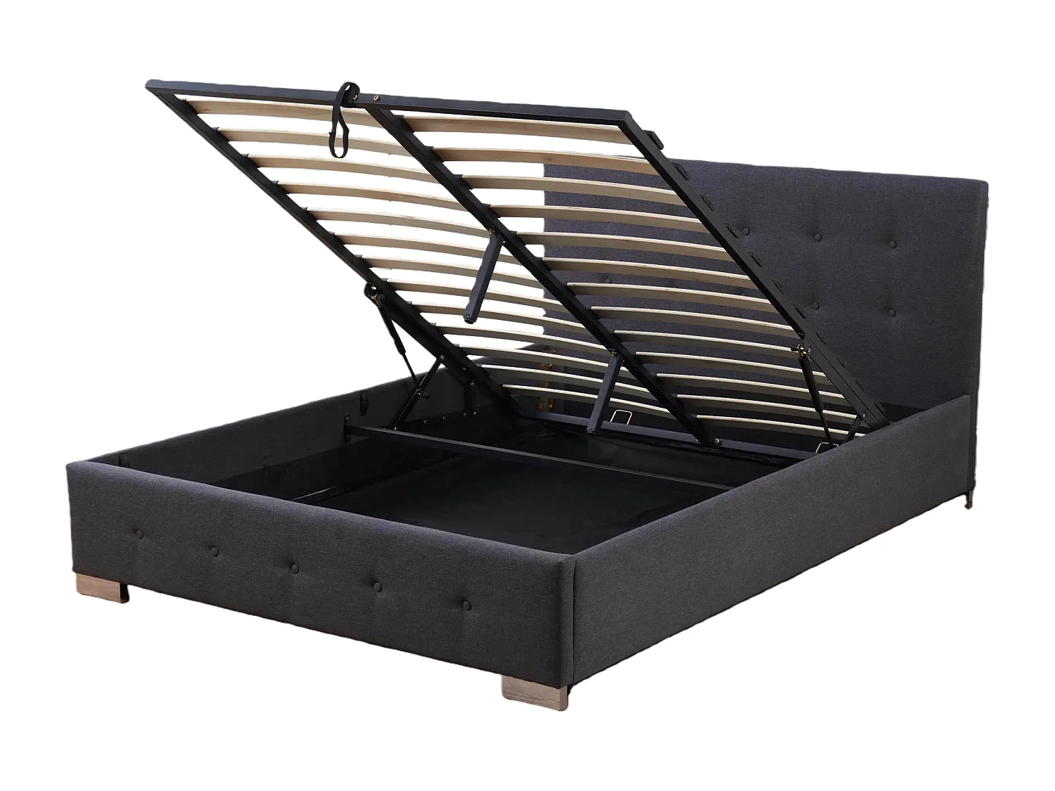 The Oslo Charcoal Linen Tufted Ottoman Bed Frame - Double