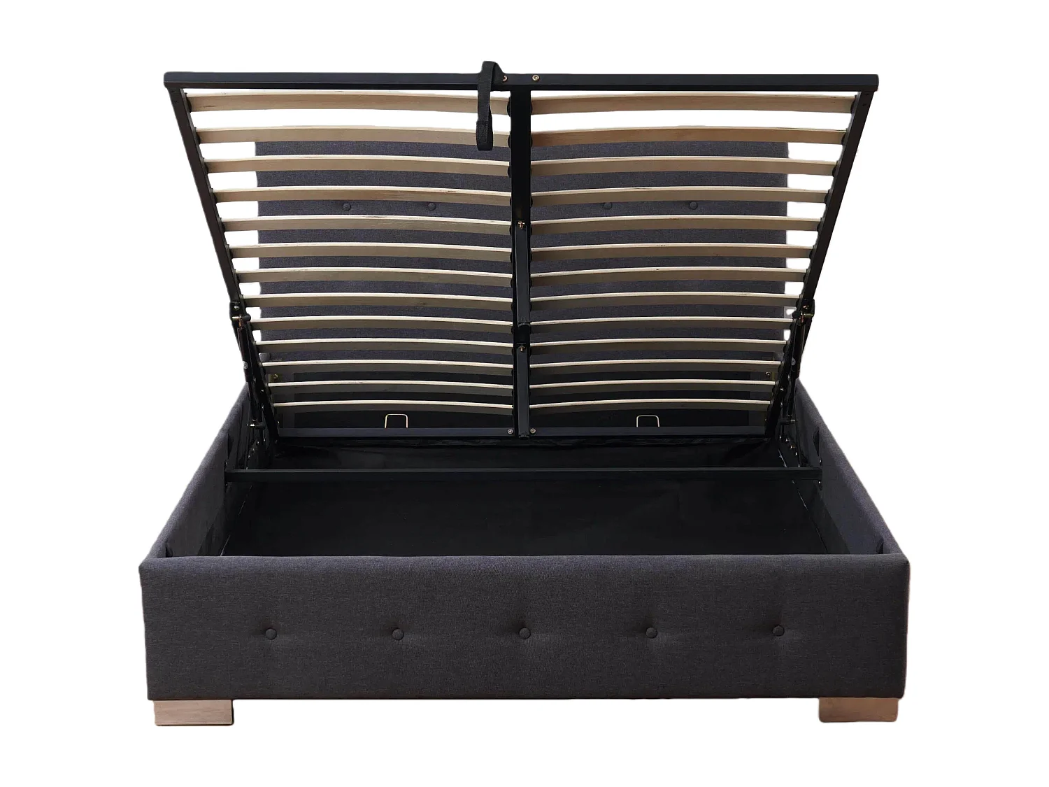 The Oslo Charcoal Linen Tufted Ottoman Bed Frame - Double