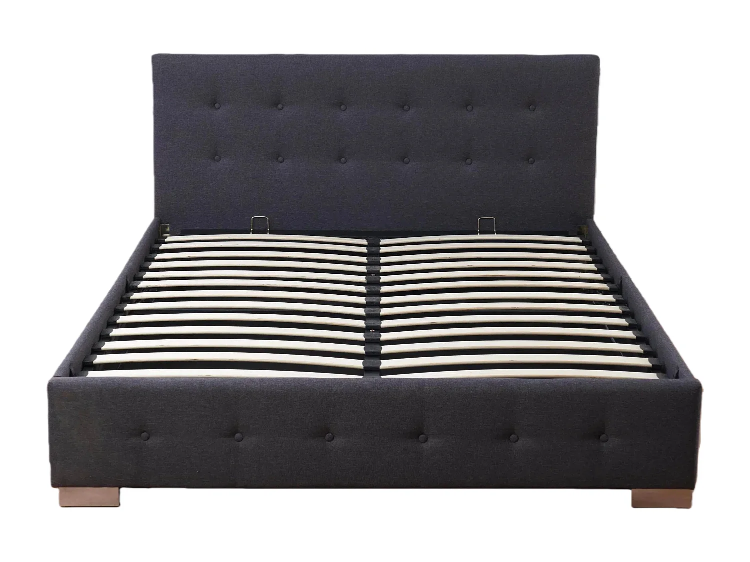 The Oslo Charcoal Linen Tufted Ottoman Bed Frame - King