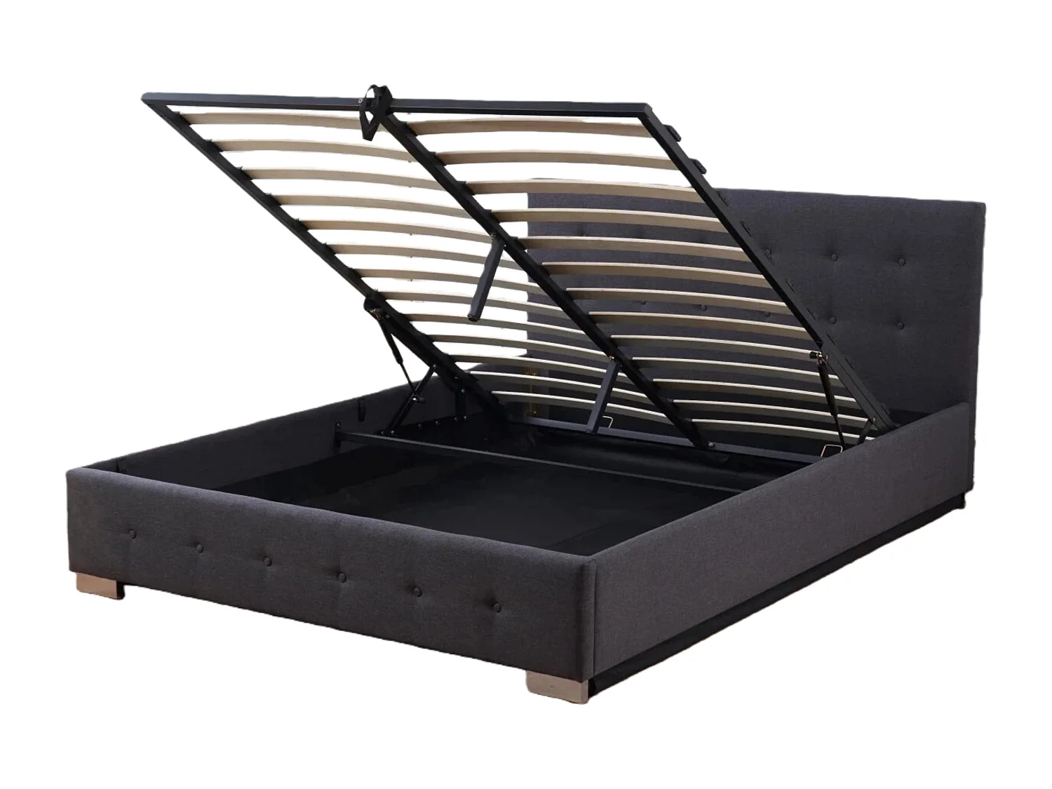The Oslo Charcoal Linen Tufted Ottoman Bed Frame - King