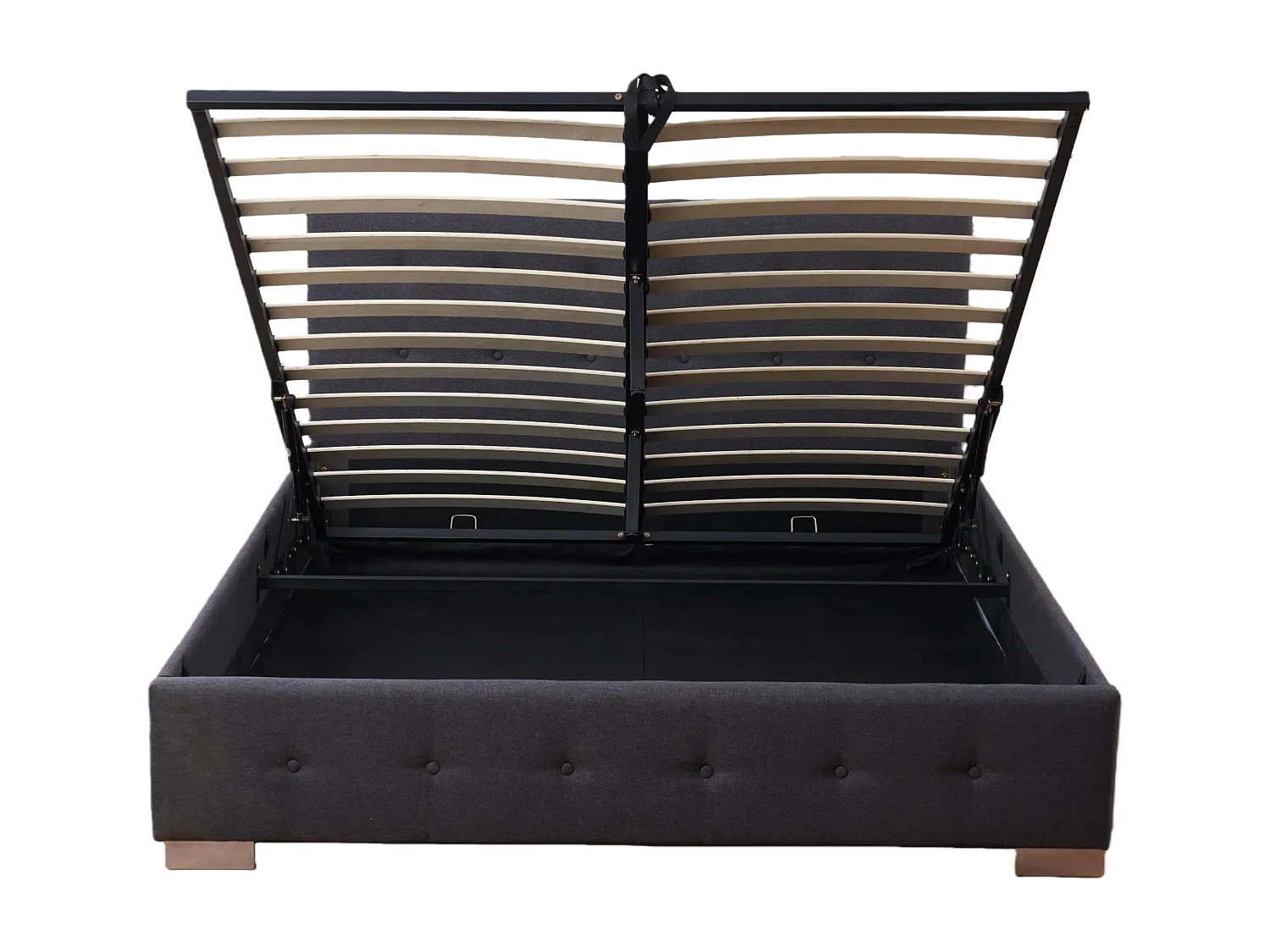 The Oslo Charcoal Linen Tufted Ottoman Bed Frame - King