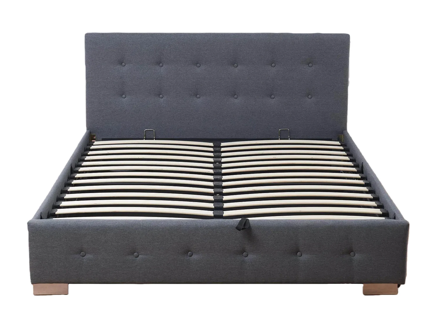 The Oslo Grey Linen Tufted Ottoman Bed Frame - King