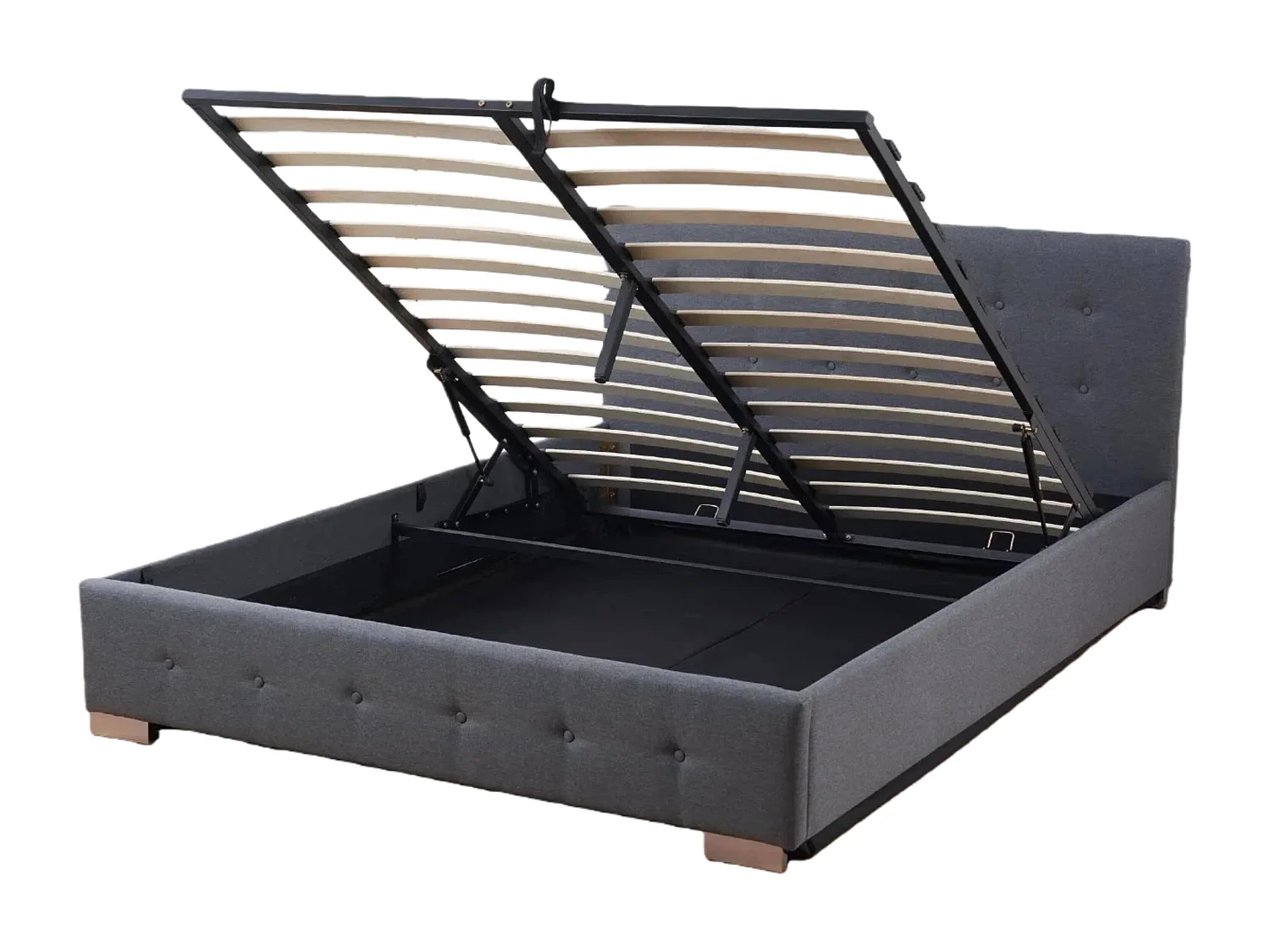 The Oslo Grey Linen Tufted Ottoman Bed Frame - King
