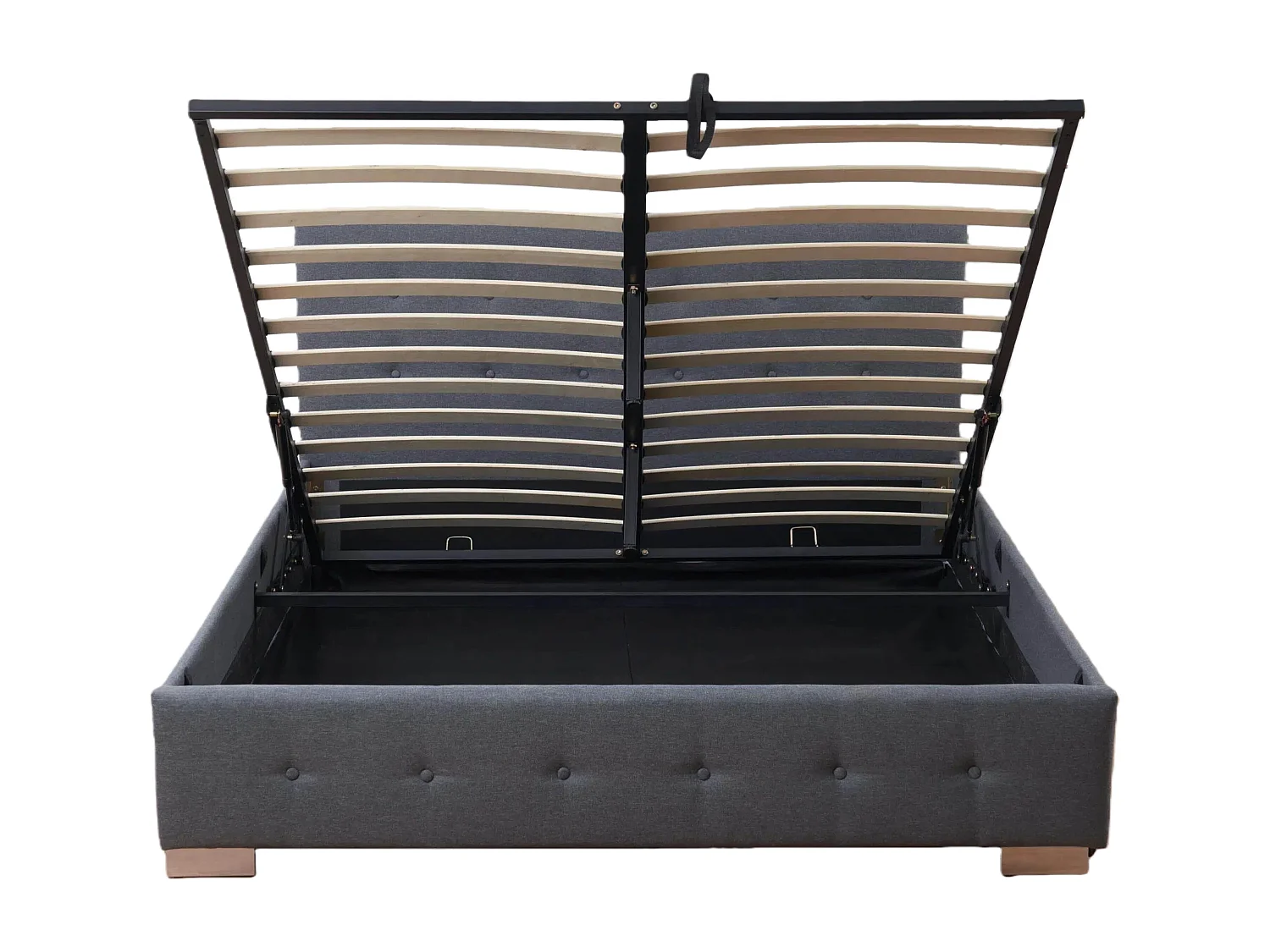 The Oslo Grey Linen Tufted Ottoman Bed Frame - King