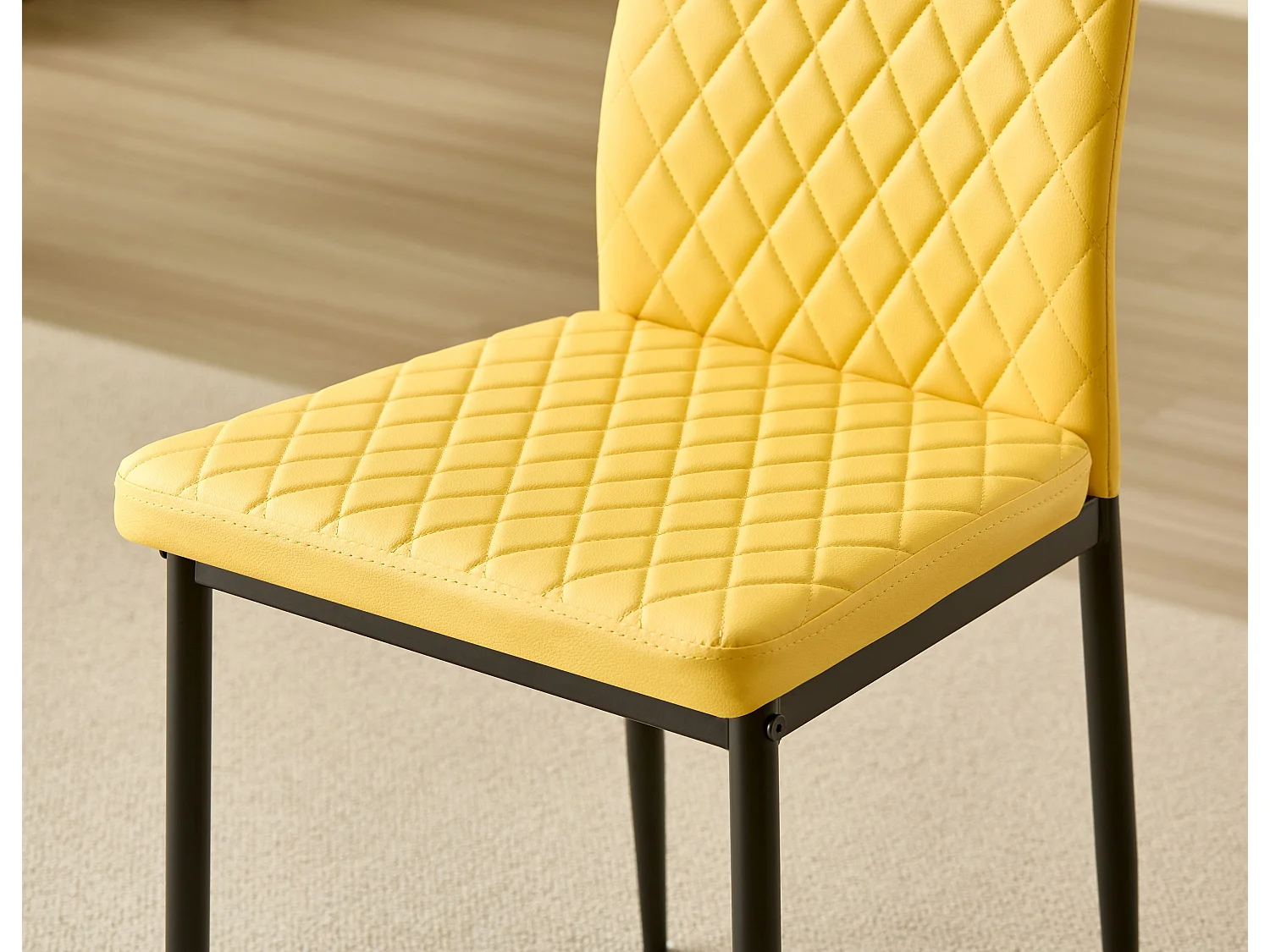 Colorado Dining Table with 4 Emily Leather Chairs - Mustard