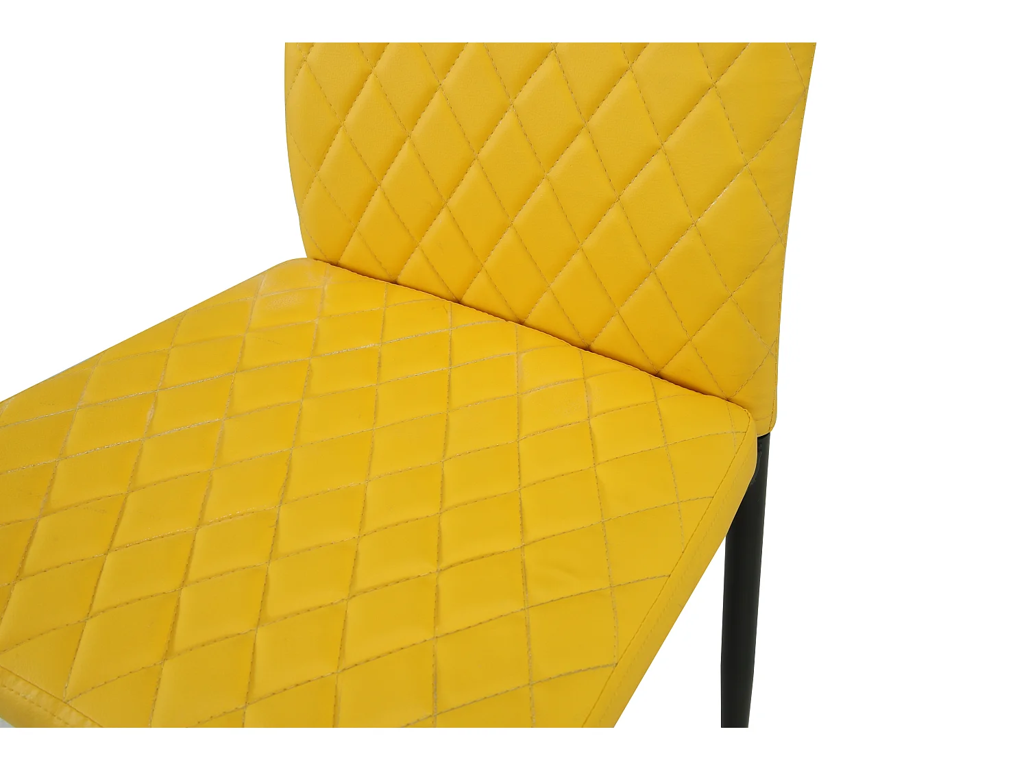 San Diego Marble Top Dining Table with Emily Leather Chairs - Mustard