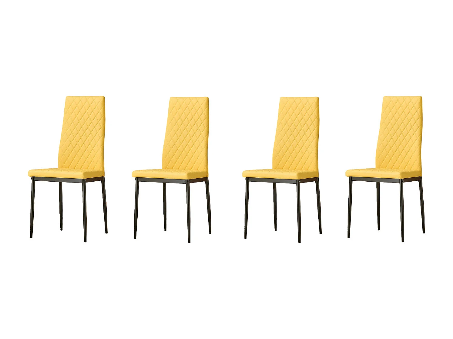 San Diego Marble Top Dining Table with Emily Leather Chairs - Mustard
