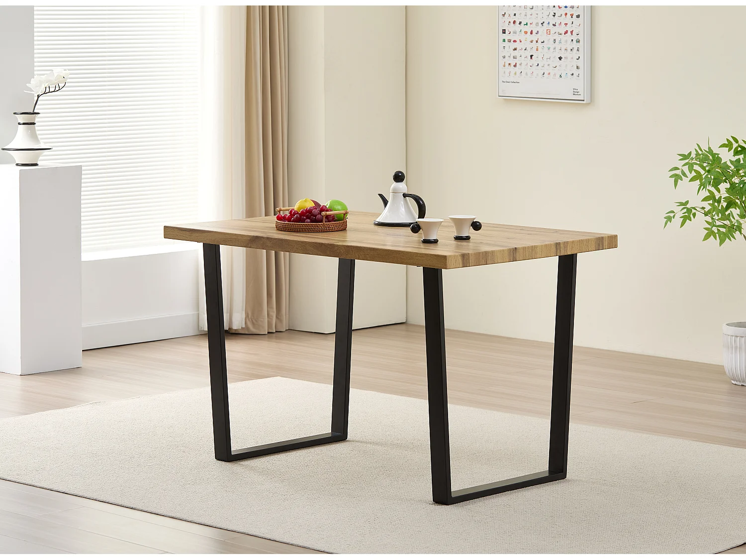 Colorado Dining Table with 4 Charlotte Velvet Chairs - Grey