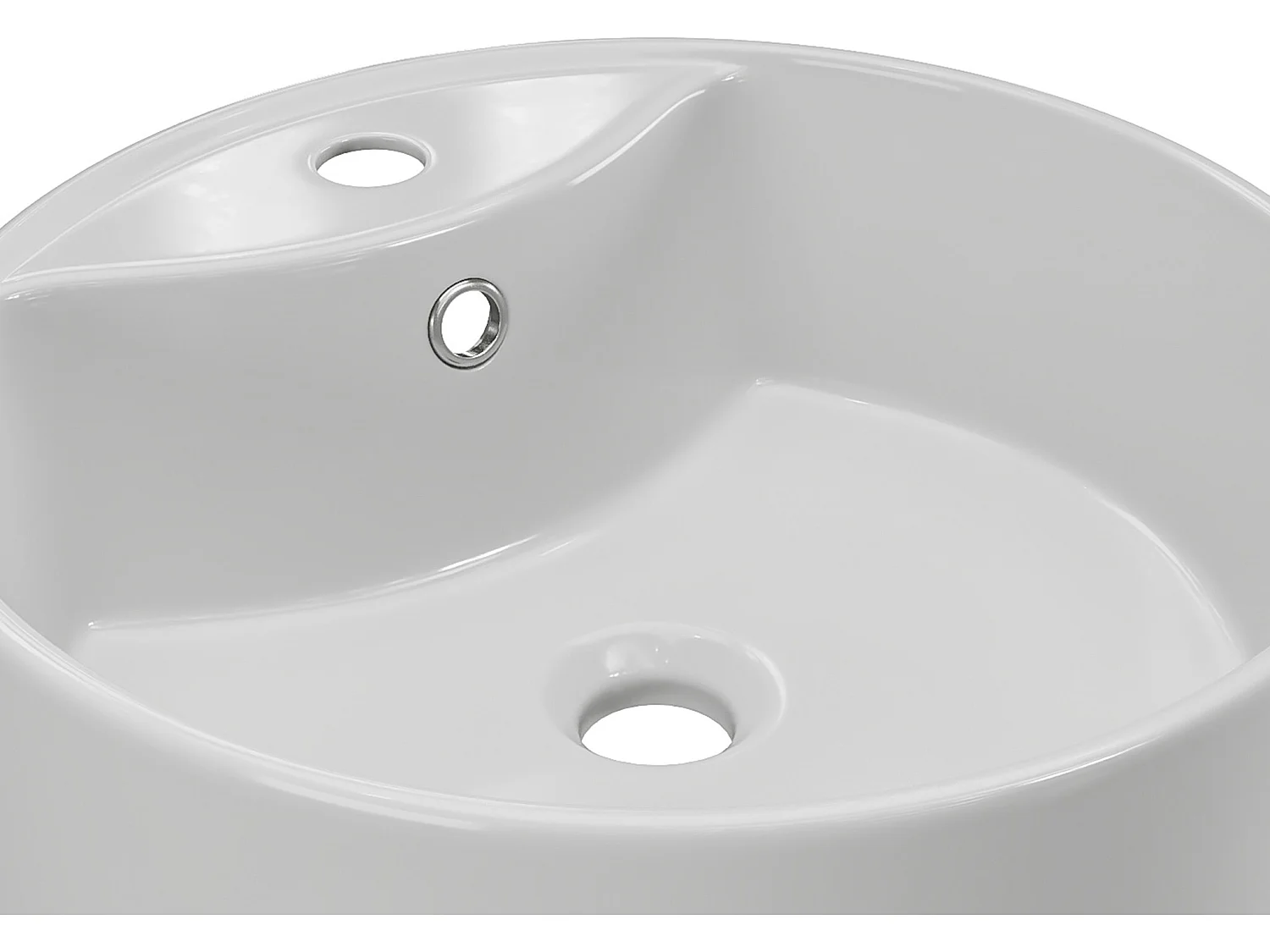 Meuble de salle de bain suspendu avec vasque ronde et robinet - Coloris naturel et anthracite - 100 cm - TIKITIKI