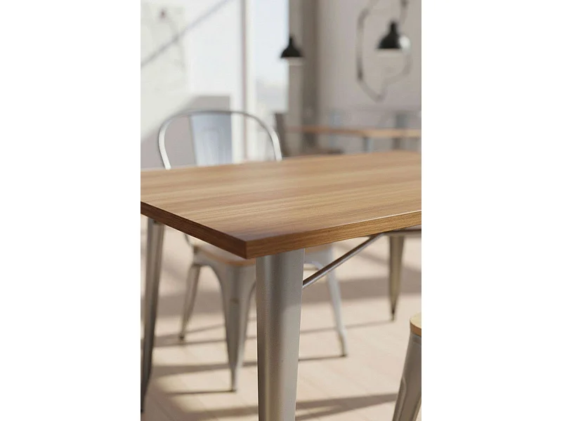 Mesas Bar - Mesa Torix Rectangular Madera Natural 120 x 60 cm - Gris metalizado