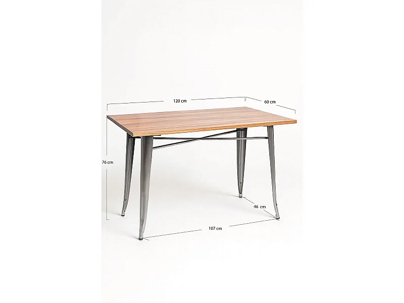 Mesas Bar - Mesa Torix Rectangular Madera Natural 120 x 60 cm - Gris metalizado