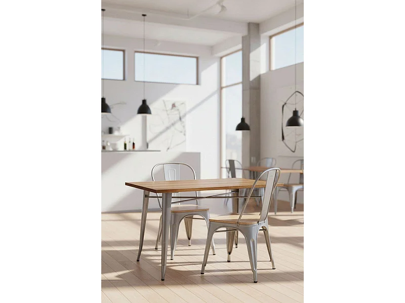 Mesas Bar - Mesa Torix Rectangular Madera Natural 120 x 60 cm - Gris metalizado