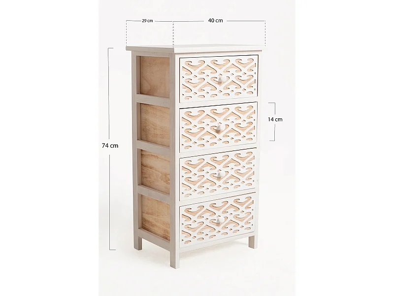 Muebles Auxiliares - Mueble Auxiliar Cloak Blanco Ancho 4 Cajones