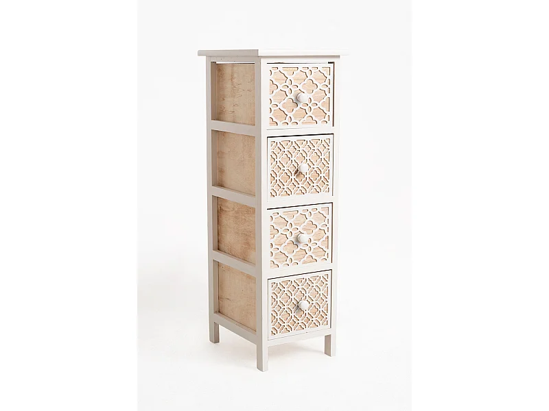 Muebles Auxiliares - Mueble Auxiliar Egle Blanco Estrecho 4 Cajones