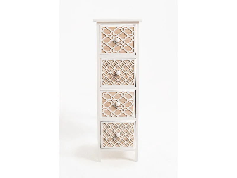 Muebles Auxiliares - Mueble Auxiliar Egle Blanco Estrecho 4 Cajones