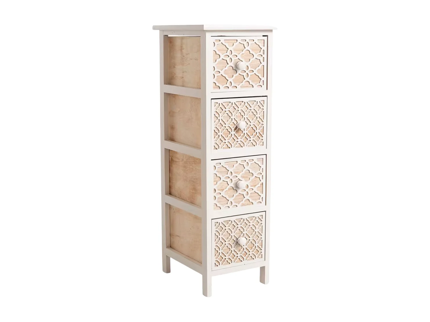 Muebles Auxiliares - Mueble Auxiliar Egle Blanco Estrecho 4 Cajones