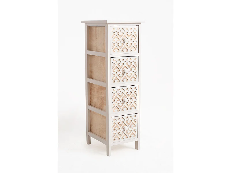 Muebles Auxiliares - Mueble Auxiliar Cloak Blanco Estrecho 4 Cajones