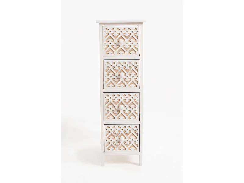 Muebles Auxiliares - Mueble Auxiliar Cloak Blanco Estrecho 4 Cajones