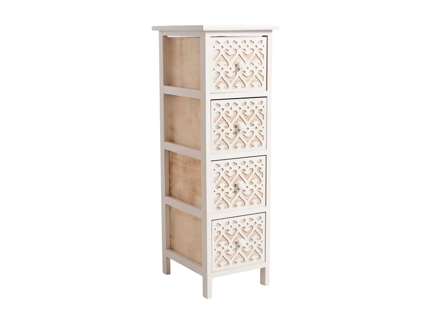 Muebles Auxiliares - Mueble Auxiliar Cloak Blanco Estrecho 4 Cajones