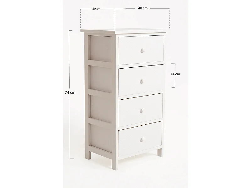 Muebles Auxiliares - Mueble Auxiliar Lotuc Blanco Ancho 4 Cajones