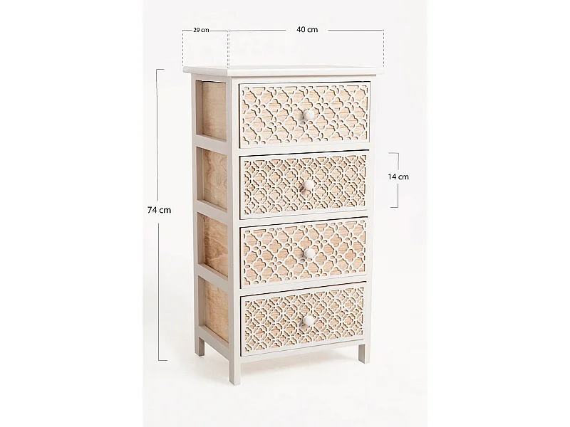 Muebles Auxiliares - Mueble Auxiliar Egle Blanco Ancho 4 Cajones