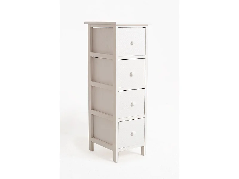 Muebles Auxiliares - Mueble Auxiliar Lotuc Blanco Estrecho 4 Cajones