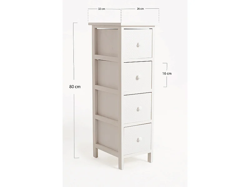 Muebles Auxiliares - Mueble Auxiliar Lotuc Blanco Estrecho 4 Cajones