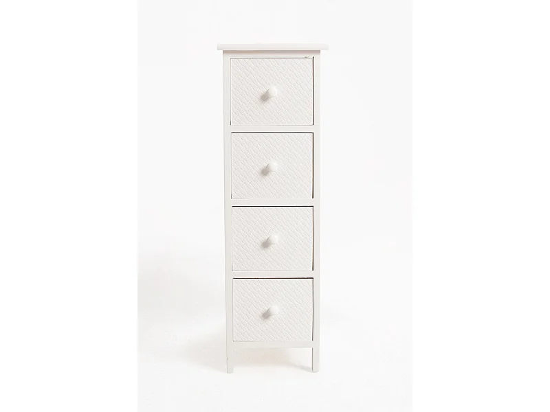 Muebles Auxiliares - Mueble Auxiliar Lotuc Blanco Estrecho 4 Cajones