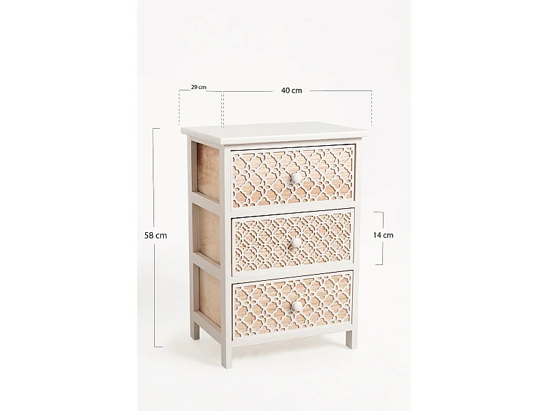 Muebles Auxiliares - Mueble Auxiliar Egle Blanco Ancho 3 Cajones