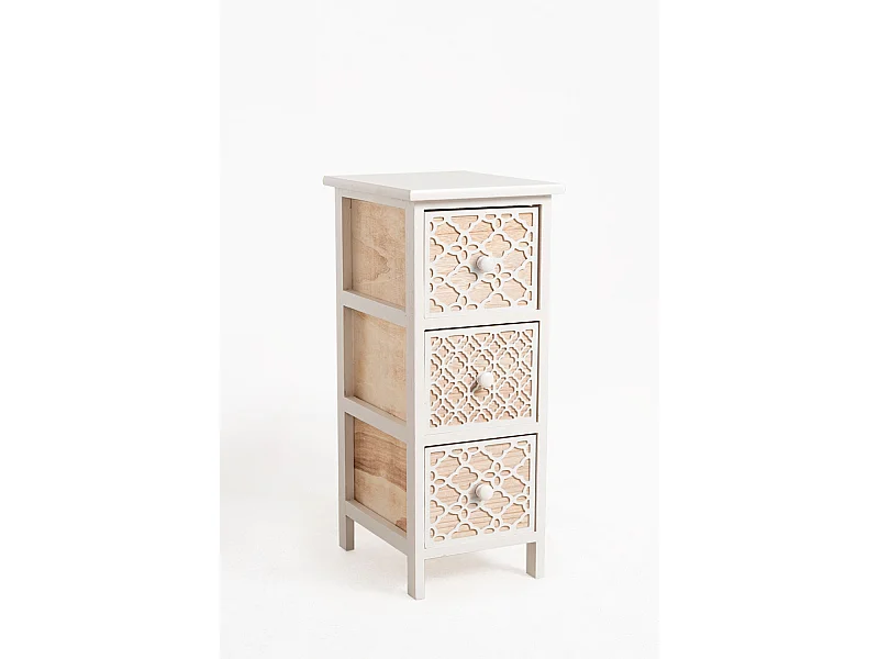 Muebles Auxiliares - Mueble Auxiliar Egle Blanco Estrecho 3 Cajones