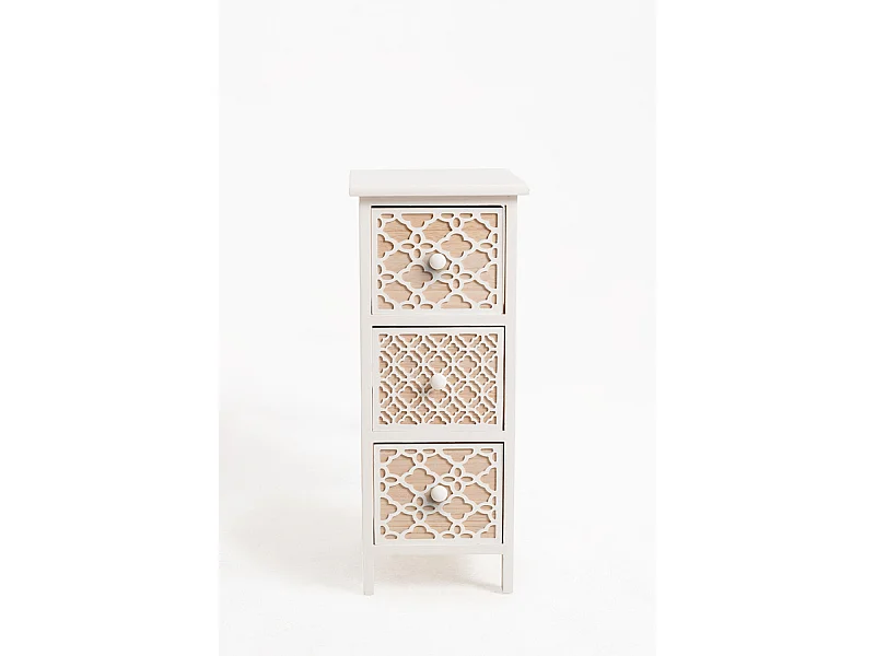 Muebles Auxiliares - Mueble Auxiliar Egle Blanco Estrecho 3 Cajones