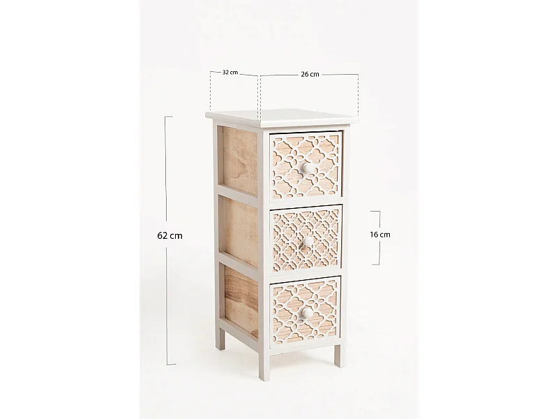 Muebles Auxiliares - Mueble Auxiliar Egle Blanco Estrecho 3 Cajones