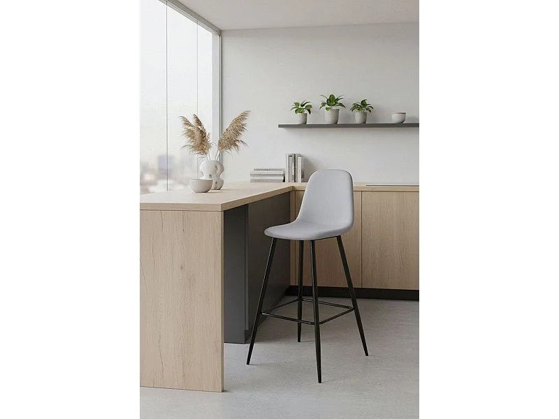 Taburetes Cocina - Taburete Black Teok Tela - Gris claro