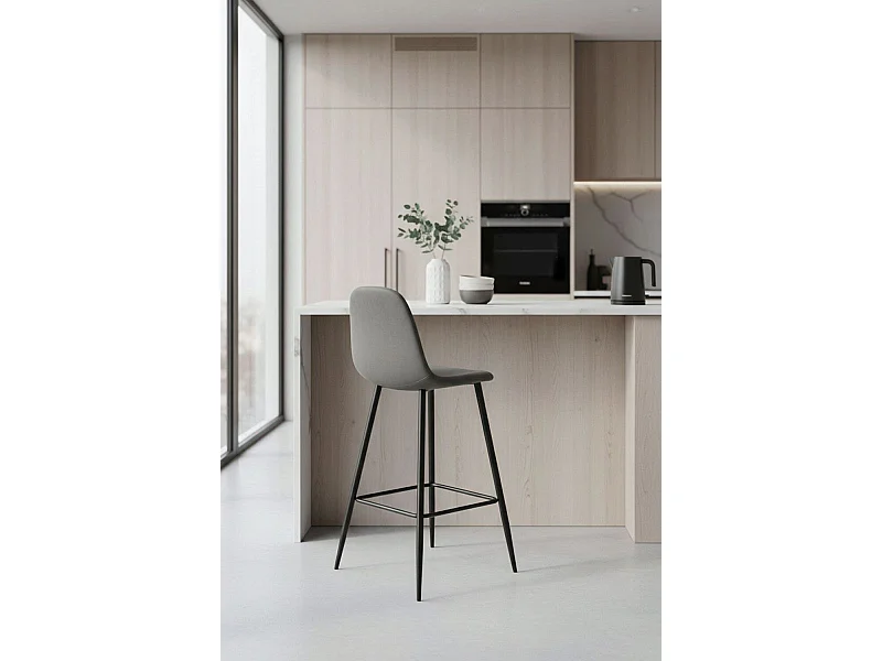 Taburetes Cocina - Taburete Black Teok Tela - Gris oscuro