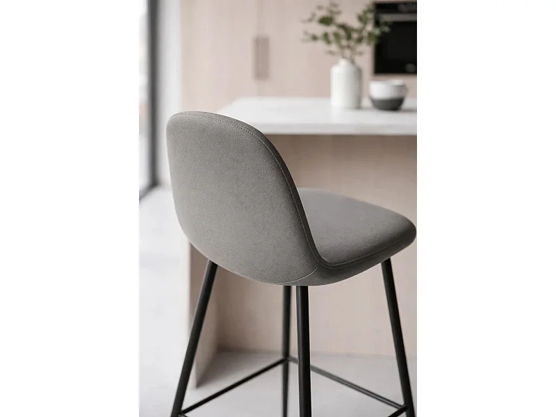 Taburetes Cocina - Taburete Black Teok Tela - Gris oscuro