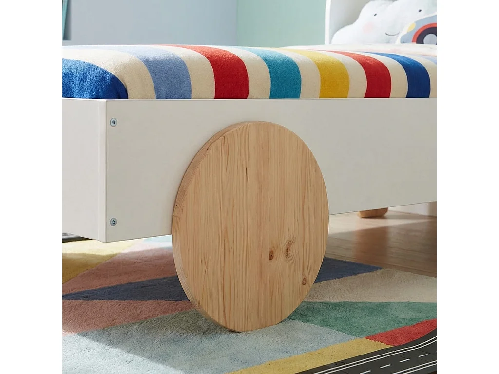 Noa & Nani Jonas Toddler Car Bed in White & Natural Pine