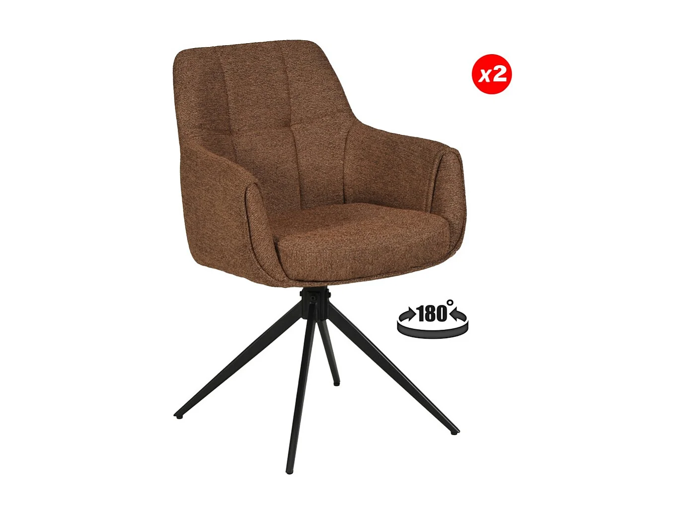 Lot de 2 chaises pivotantes LINEA / Brun