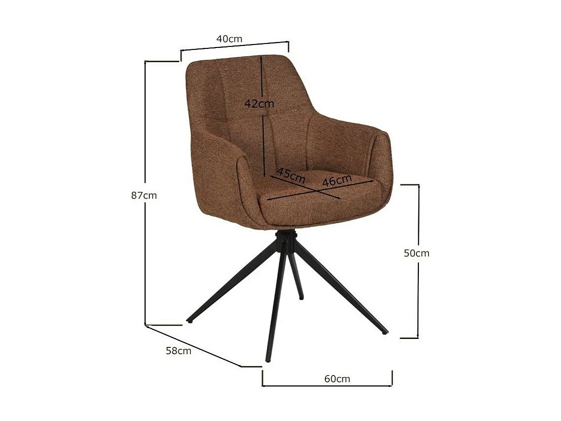 Lot de 2 chaises pivotantes LINEA / Brun