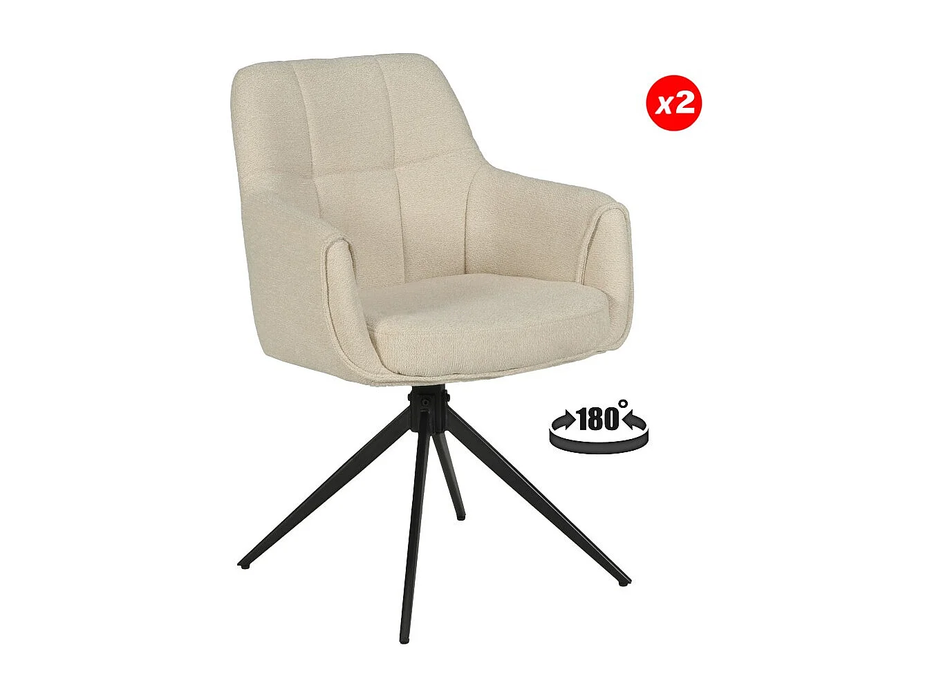 Lot de 2 chaises pivotantes LINEA / Beige