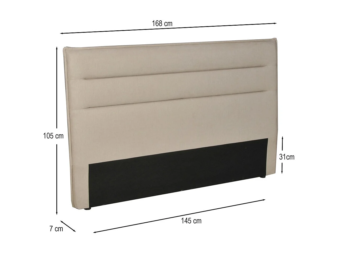 Tête de lit en tissu DAPHNE, compatible avec lits 140 et 160cm, Beige