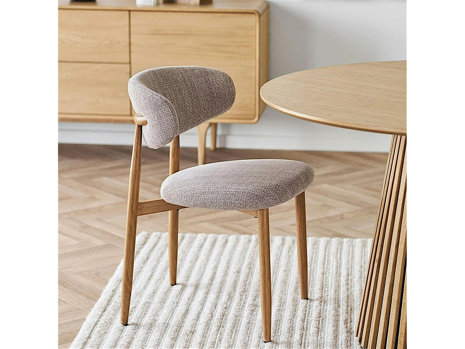 Chaise de salle à manger sable pieds effet bois clair (lot de 2) AMSTERDAM