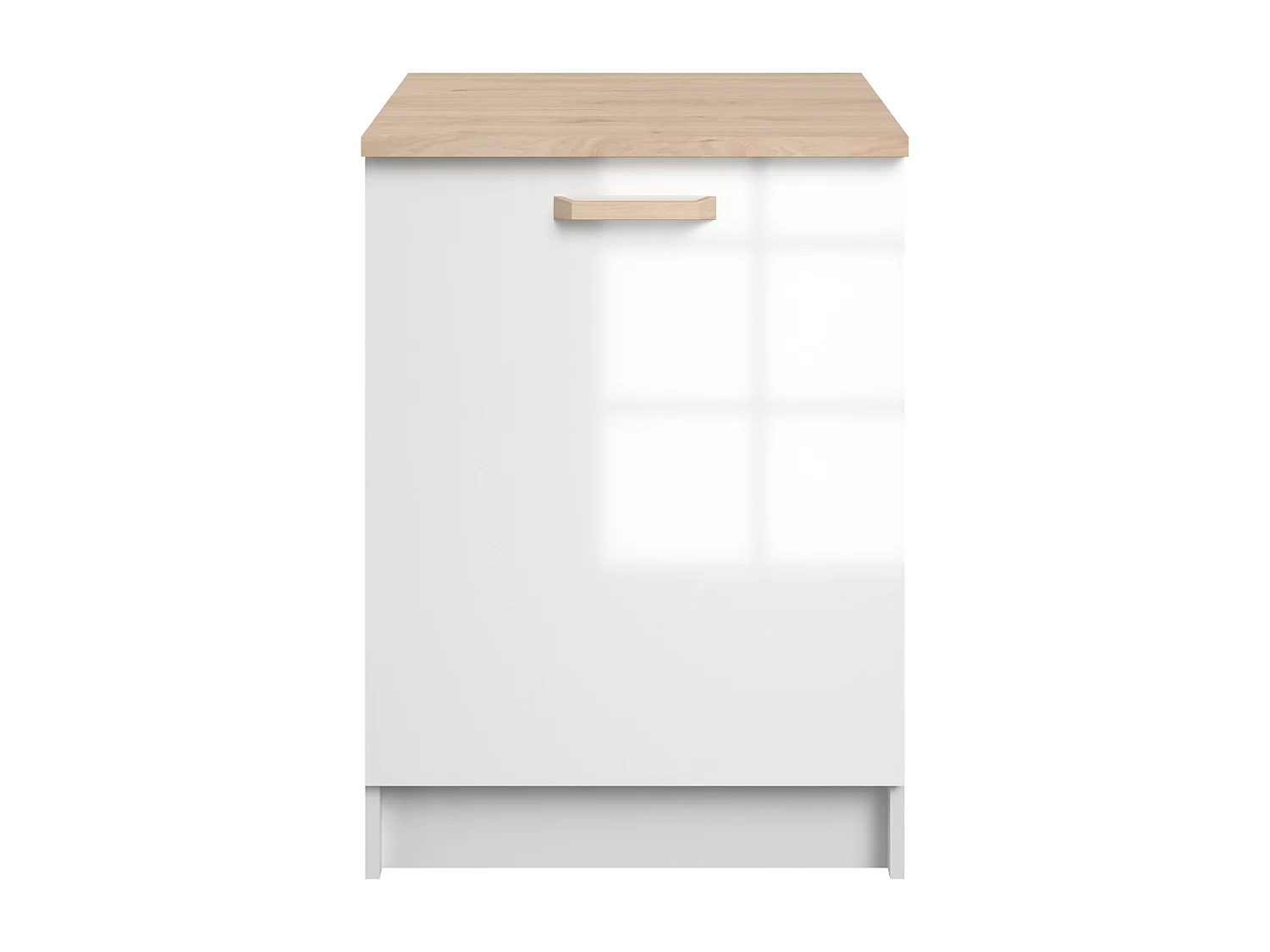 Caissons de cuisine - 1 meuble bas & 1 meuble haut - 2 portes - Blanc brillant et naturel clair - TRATTORIA