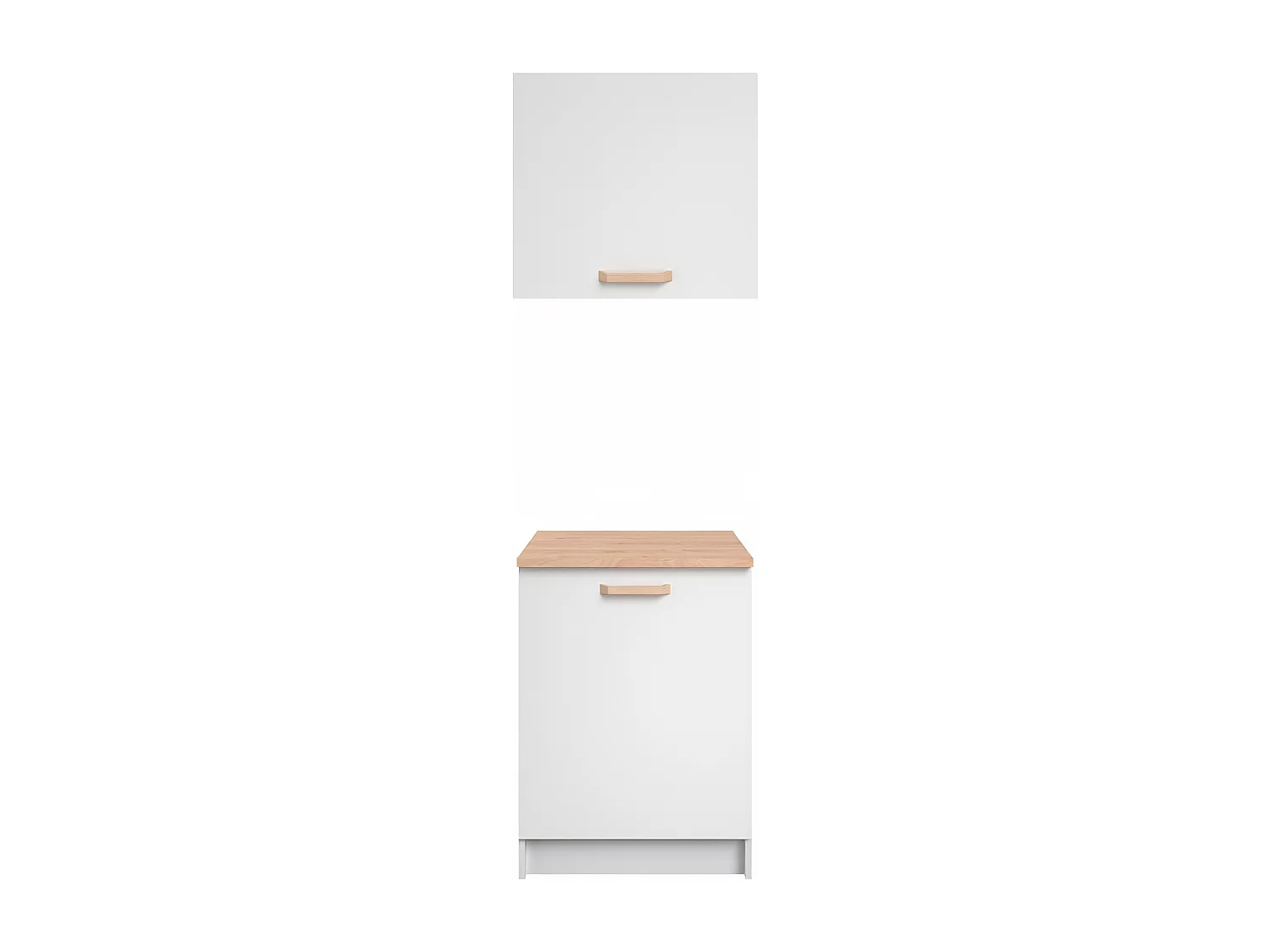 Caissons de cuisine - 1 meuble bas & 1 meuble haut - 2 portes - Blanc brillant et naturel clair - TRATTORIA