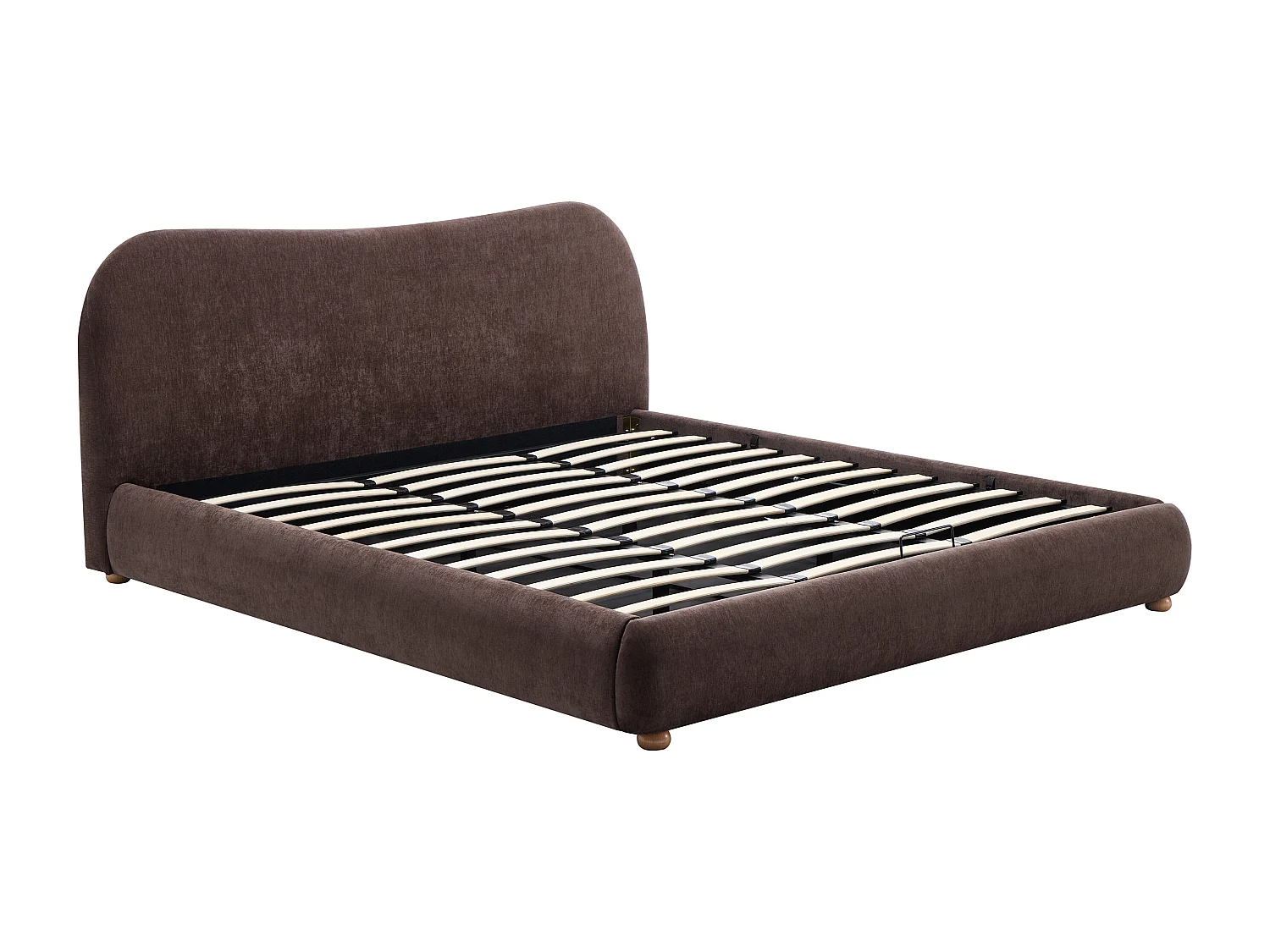 Lit coffre 180 x 200 cm - Tissu chenille - Marron - VANARI