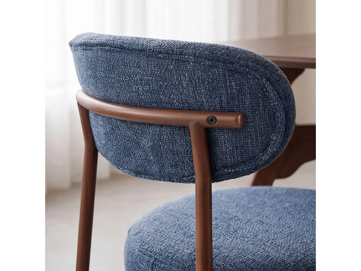 Chaise en tissu bleu et pieds en métal effet bois Janis (lot de 2)